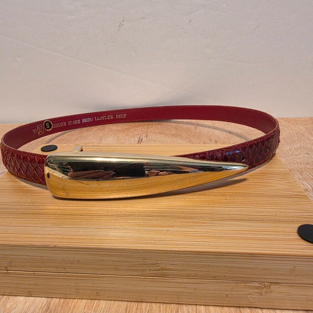 NWT Genuine Snakeskin & Leather Skinny Belt 33" L